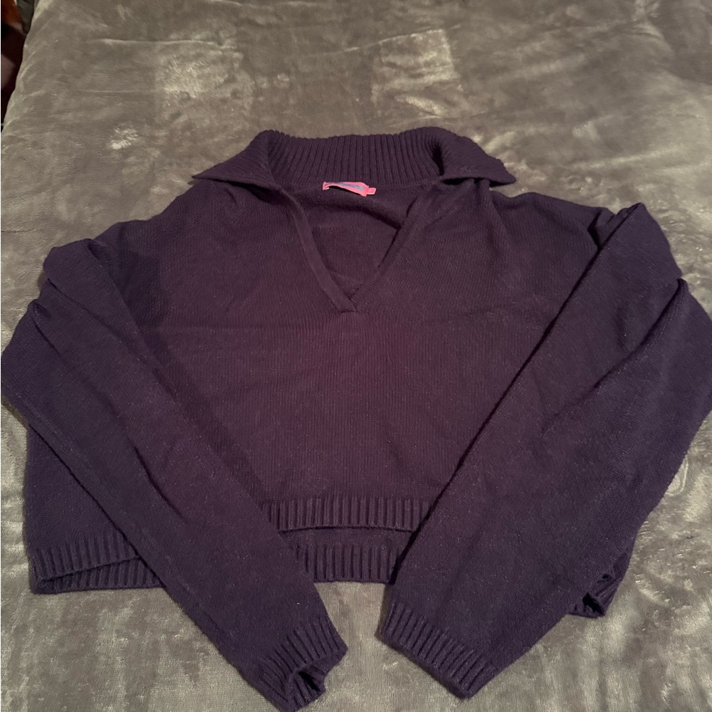 Edikted Purple V-Neck Sweater